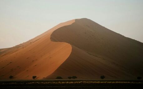 Huge, wavy sand dune from the front during sunset in Sossusvlei
