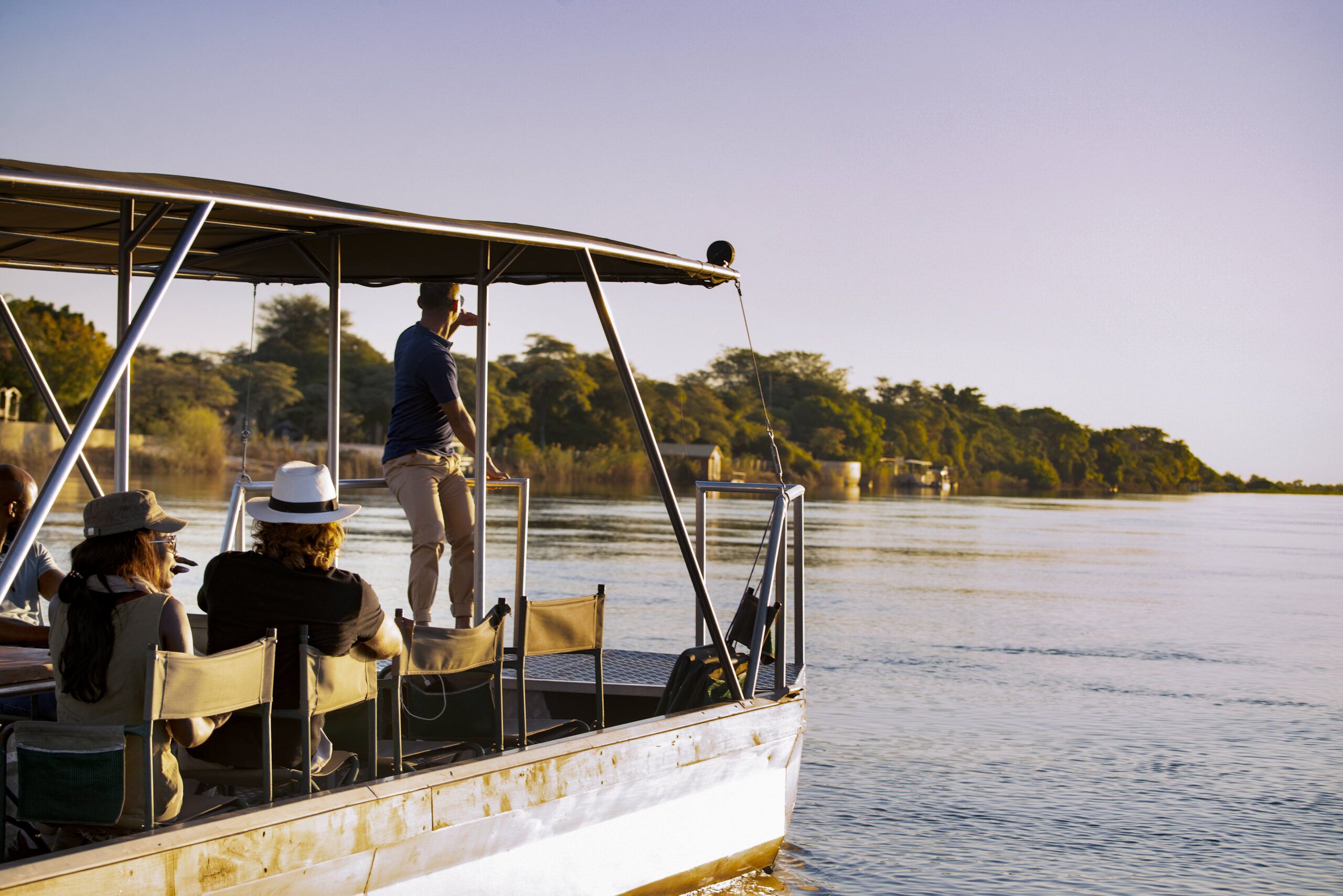 Sunset boat cruise at the Hakusembe River Lodge