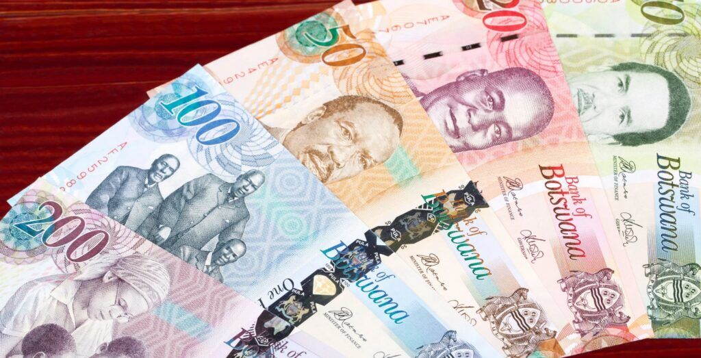 A collection of Pula notes of Botswana